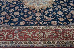Close-up detail of 1950s Isfahan rug from Iran / Persia showing Cork weave