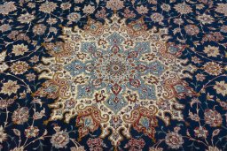 Central medallion detail of 1950s Isfahan rug from Iran / Persia