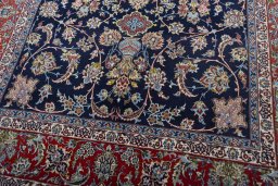 Close-up detail of New Isfahan rug from Iran / Persia showing Cork weave