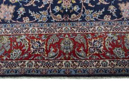 Full view of New Isfahan rug from Iran / Persia, 240 × 163 cm in Blue tones