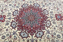 Central medallion detail of 1970s Isfahan rug from Iran / Persia