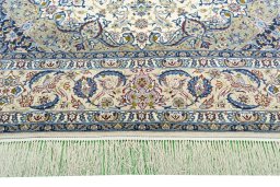 Full view of 2000s Isfahan rug from Iran / Persia, 294 × 200 cm in Beige tones
