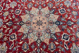 Central medallion detail of 1970s Isfahan rug from Iran / Persia