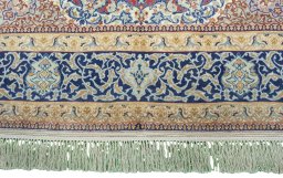 Full view of 1970s Isfahan rug from Iran / Persia, 235 × 155 cm in Red tones