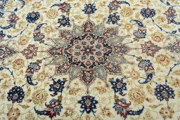 Central medallion detail of 1950s Isfahan rug from Iran / Persia