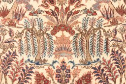 Close-up detail of 2002s Isfahan rug from Iran / Persia showing Wool weave