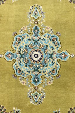 Close-up detail of 2000s Isfahan rug from Iran / Persia showing Wool weave