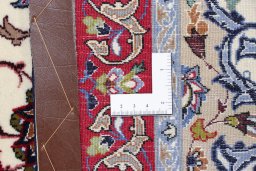 Full view of New Isfahan rug from Iran / Persia, 102 × 71 cm in Beige tones