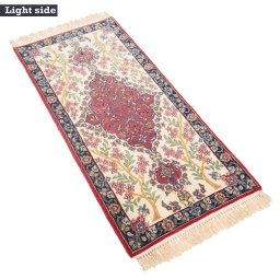 Close-up detail of New Isfahan rug from Iran / Persia showing Wool weave