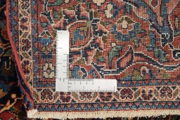 Full view of 1920s Kashan rug from Iran / Persia, 208 × 136 cm in Dark blue tones
