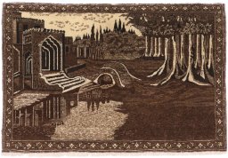 Full view of 1920s Kashan rug from Iran / Persia, 112 × 76 cm in Brown tones