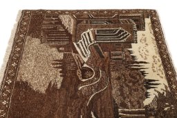 Surface texture of 1920s Kashan rug with natural Wool and intricate pattern