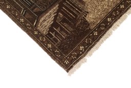 Backside of handmade 1920s Kashan rug showing knot structure and weave density