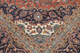 Close-up detail of 1990s Kashan rug from Iran / Persia showing Cork weave