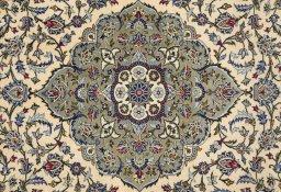 Central medallion detail of 1990s Kashan rug from Iran / Persia