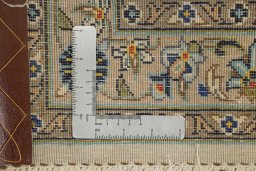 Close-up detail of 1990s Kashan rug from Iran / Persia showing Wool weave