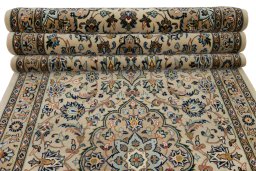 Full view of 1990s Kashan rug from Iran / Persia, 397 × 96 cm in Brown tones