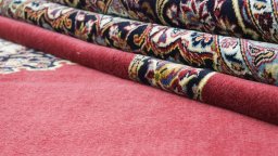 Full view of 1990s Kashan rug from Iran / Persia, 351 × 264 cm in Red tones