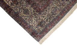 Close-up detail of 1900s Kashan rug from Iran / Persia showing Silk weave