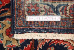 Full view of 1930s Kashan rug from Iran / Persia, 356 × 262 cm in Dark blue tones