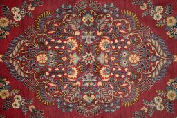 Central medallion detail of 1950s Kashan rug from Iran / Persia