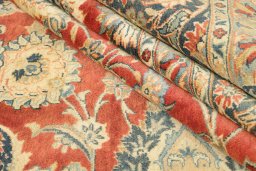 Close-up detail of 1950s Kashan rug from Iran / Persia showing Wool weave
