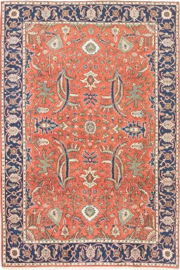 Full view of 1980s Kashan rug from Iran / Persia, 279 × 201 cm in Red tones