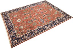 Close-up detail of 1980s Kashan rug from Iran / Persia showing Wool weave