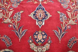 Central medallion detail of 1930s Kashan rug from Iran / Persia