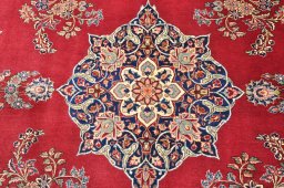 Full view of 1930s Kashan rug from Iran / Persia, 374 × 263 cm in Red tones