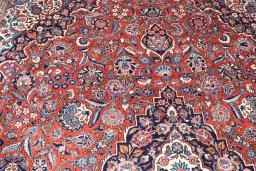 Central medallion detail of 1930s Kashan rug from Iran / Persia