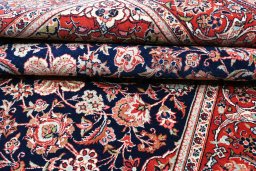 Full view of 1930s Kashan rug from Iran / Persia, 215 × 138 cm in Blue tones