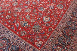 Central medallion detail of 1930s Kashan rug from Iran / Persia