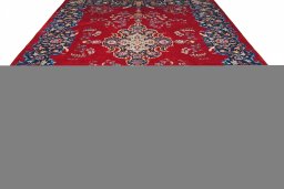 Surface texture of 2000s Kashan rug with natural Wool and intricate pattern