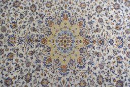 Central medallion detail of 2000s Kashan rug from Iran / Persia
