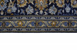 Full view of 2000s Kashan rug from Iran / Persia, 390 × 298 cm in Blue tones