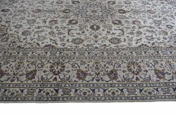 Full view of 2000s Kashan rug from Iran / Persia, 358 × 246 cm in Beige tones