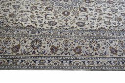 Full view of 2000s Kashan rug from Iran / Persia, 357 × 245 cm in Beige tones
