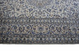 Full view of 2000s Kashan rug from Iran / Persia, 356 × 245 cm in Beige tones