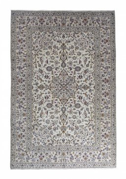 Full view of 2000s Kashan rug from Iran / Persia, 295 × 196 cm in Beige tones