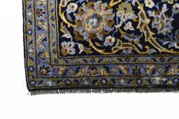 Full view of 2000s Kashan rug from Iran / Persia, 408 × 294 cm in Blue tones