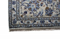 Full view of 2000s Kashan rug from Iran / Persia, 353 × 251 cm in Beige tones