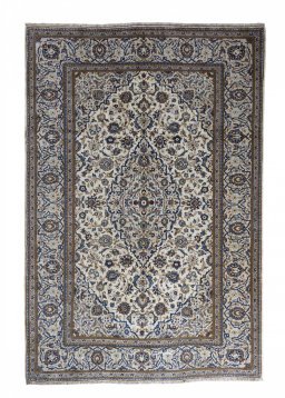 Full view of 2000s Kashan rug from Iran / Persia, 292 × 195 cm in Beige tones