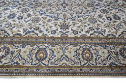 Full view of 2000s Kashan rug from Iran / Persia, 292 × 195 cm in Beige tones