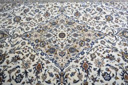 Central medallion detail of 2000s Kashan rug from Iran / Persia