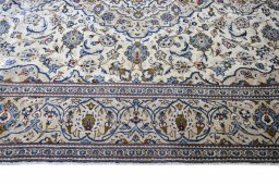 Full view of 2000s Kashan rug from Iran / Persia, 318 × 195 cm in Beige tones