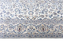 Full view of 2000s Kashan rug from Iran / Persia, 289 × 193 cm in Beige tones