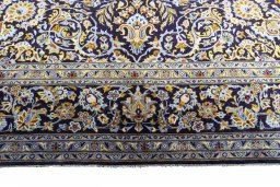 Full view of 2000s Kashan rug from Iran / Persia, 405 × 300 cm in Blue tones