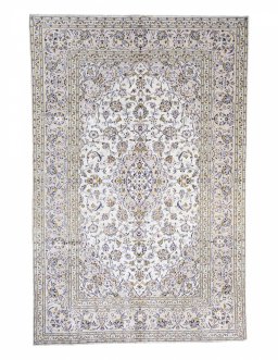 Full view of 2000s Kashan rug from Iran / Persia, 291 × 192 cm in Beige tones