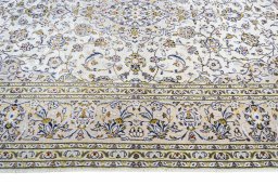 Full view of 2000s Kashan rug from Iran / Persia, 291 × 192 cm in Beige tones